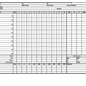 Digital Download, Baseball Scorebook, Little League, Pro Games, Play by ...