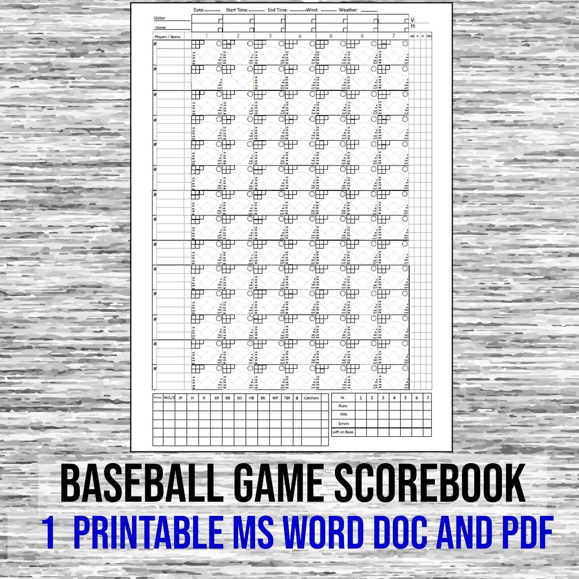 Digital Download, Baseball Scorebook, Little League, Pro Games, Play by ...