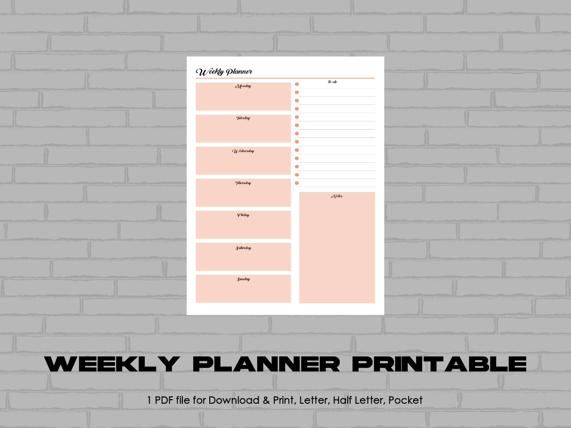 Weekly Planner Printable: Plans Tracker (PDF Download) - Etsy UK