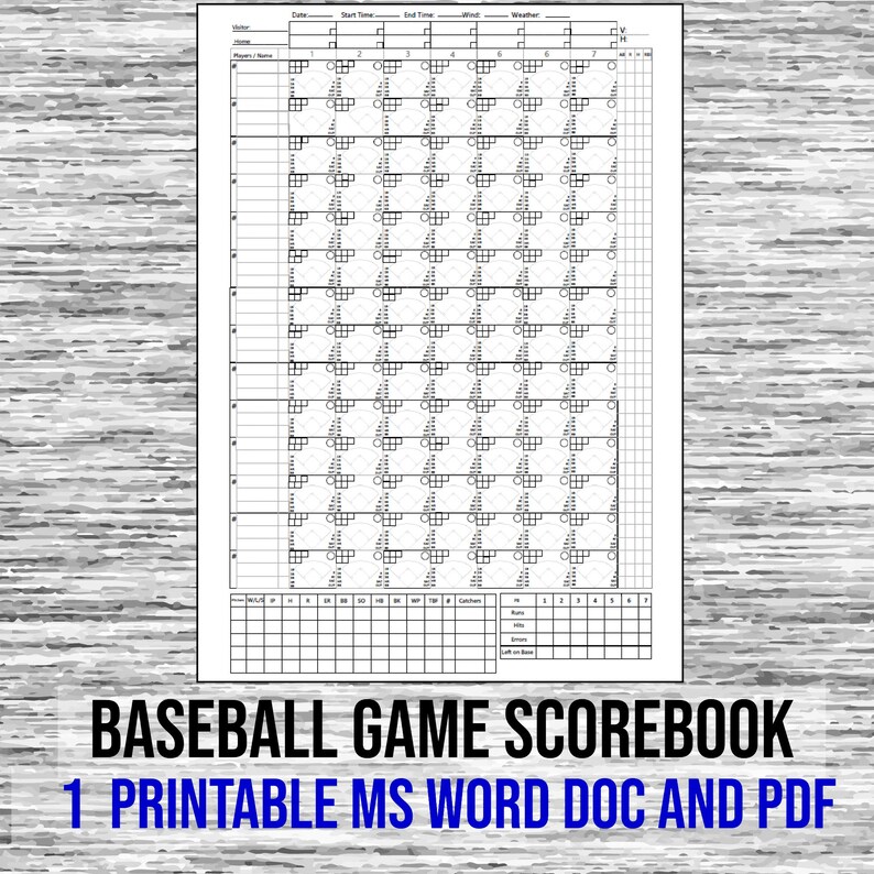 Digital Download, Baseball Scorebook, Little League, Pro Games, Play by ...