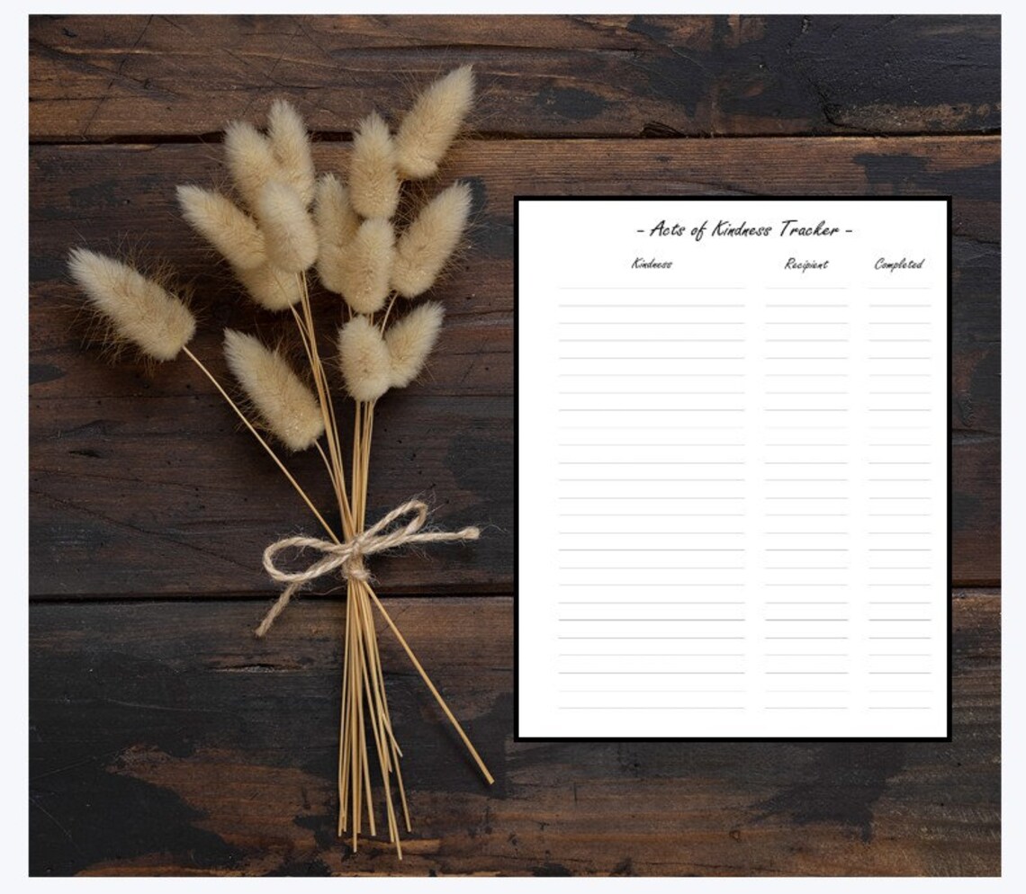 Acts of Kindness Tracker: Printable Good Deeds Log (PDF, Word Doc ...