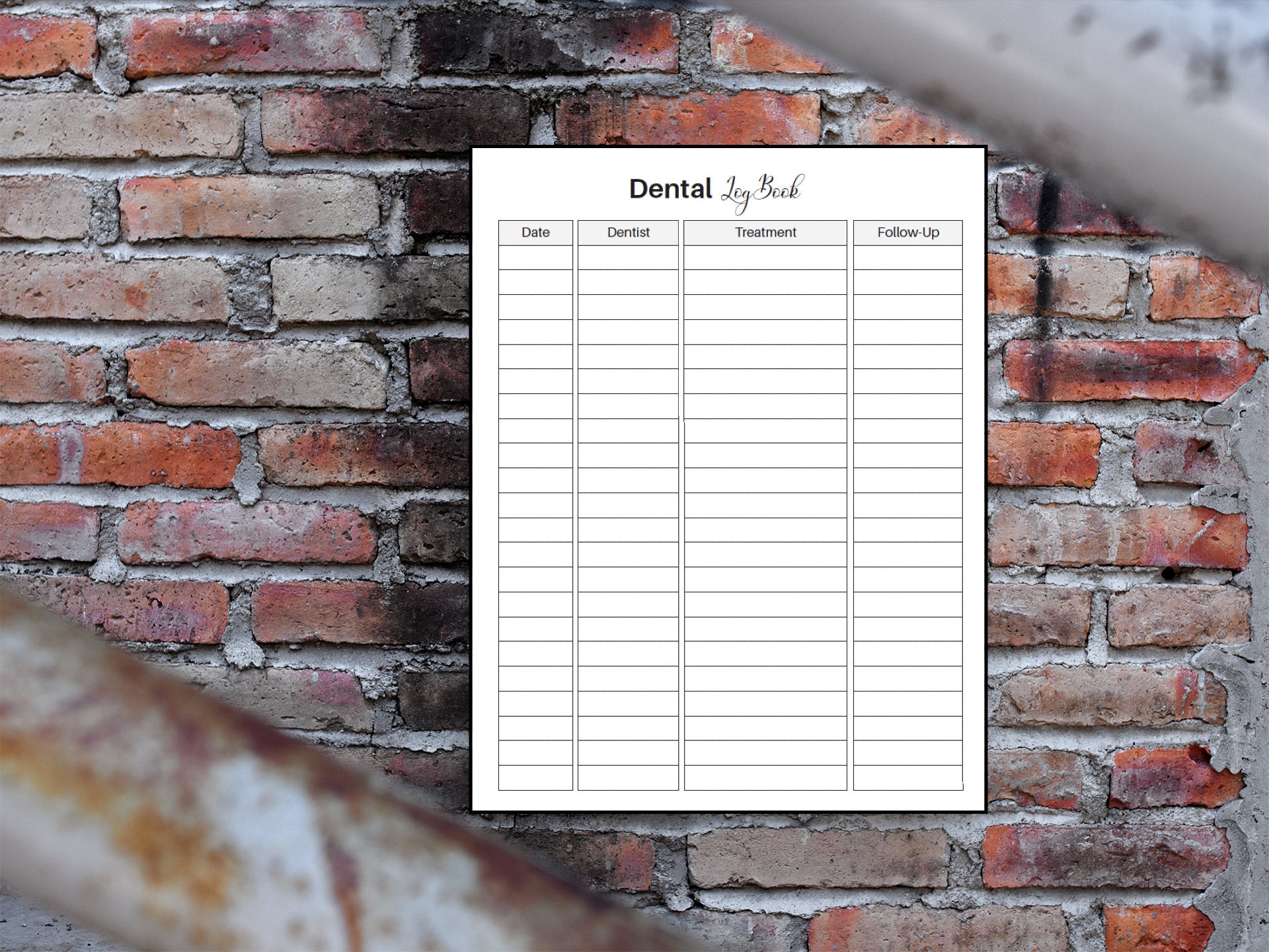 Digital Download, Dental Appointment Log, Dental Log, Dentist ...