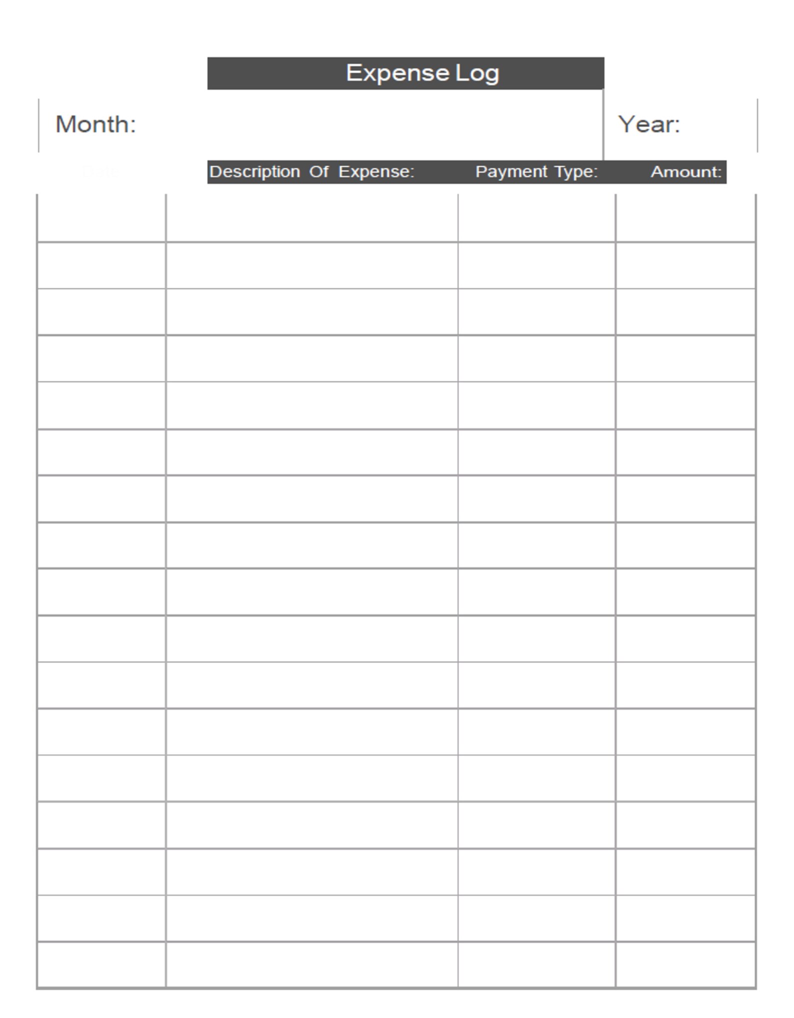 Expense Log Printable Expense Tracker Spending Sheet Purchase Log