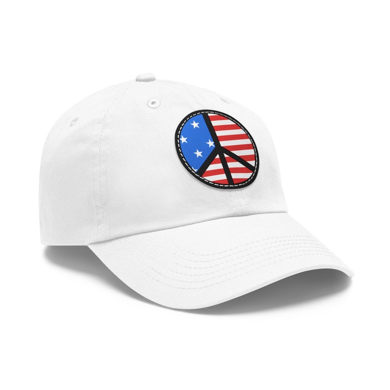 Peace Sign Caps USA Flag Peace Sign Hat: Leather Patch Twill Cap - Etsy