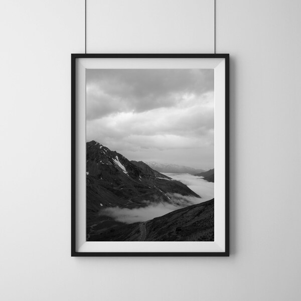 DARK PEAK | Black and White Photography | West Coast Art Print | Nature Landscape | Digital Download | Mountain Peak Digital Art Printable