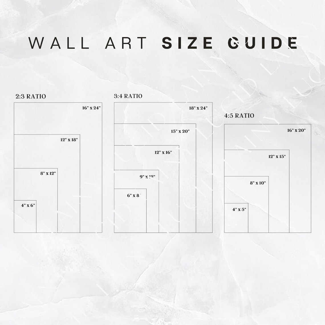 WHITESTONE Wall Art Size Guide Wall Size Comparison Chart Etsy Canada