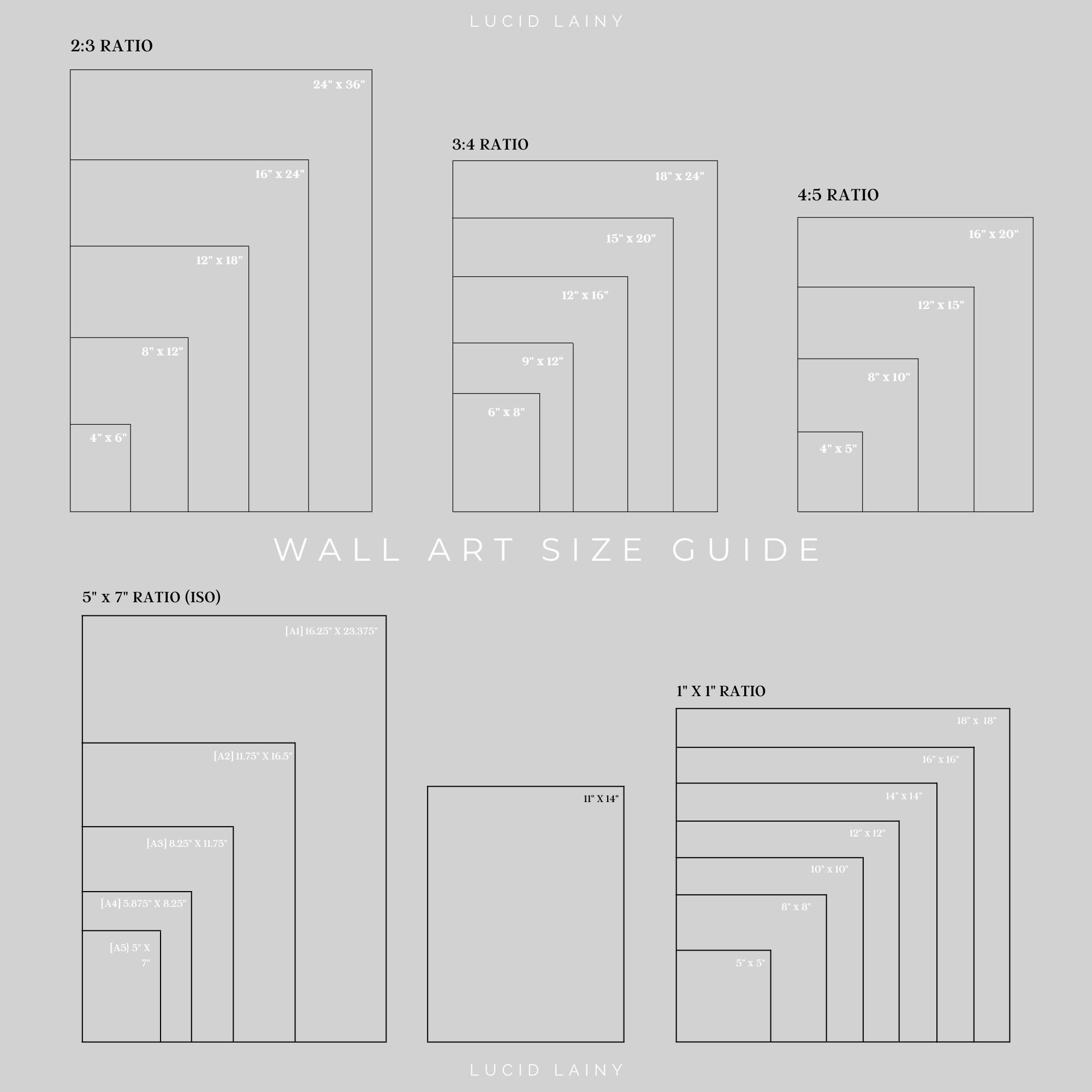Size Guide Wall Art Printables Pngs JPEG Popular Frame Etsy UK
