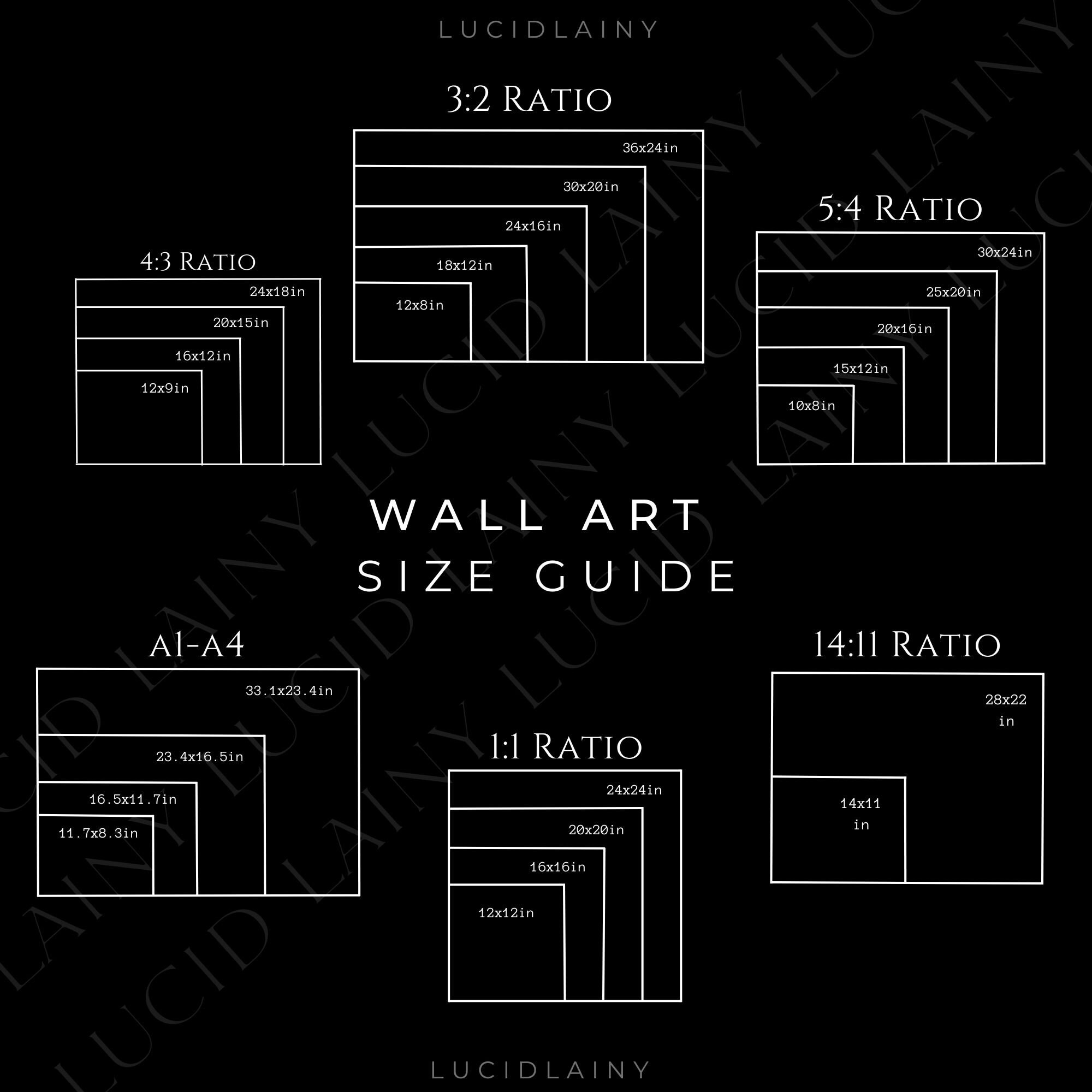 Wall Art Size Guide Frame Size Guide Print Size Guide Wall Etsy Canada