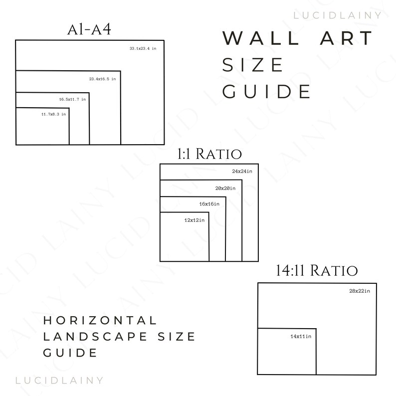 Wall Art Size Guide Frame Size Guide Print Size Guide Etsy Canada