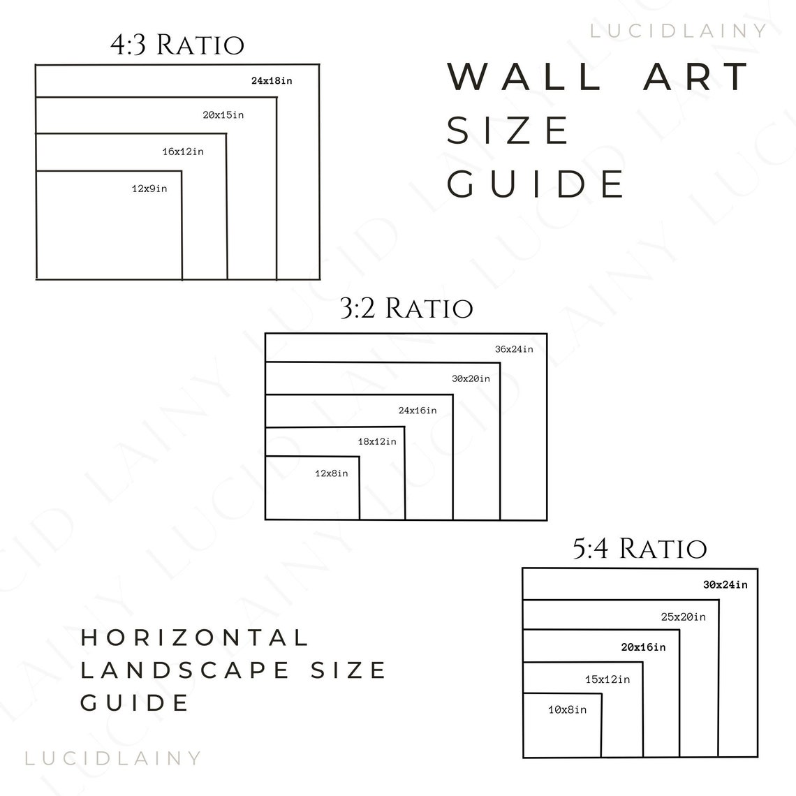 Wall Art Size Guide Frame Size Guide Print Size Guide Etsy Canada