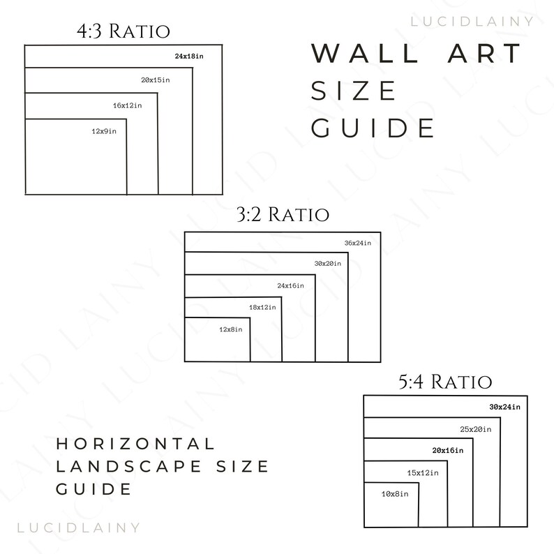 Wall Art Size Guide Frame Size Guide Print Size Guide Etsy Canada