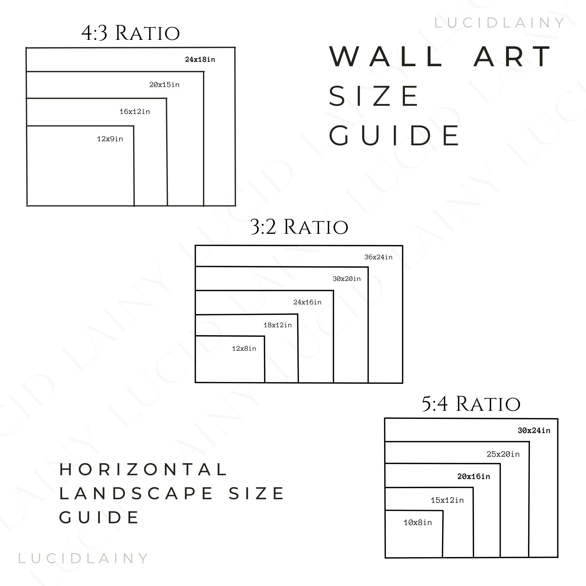 Wall Art Size Guide Frame Size Guide Print Size Guide Etsy Canada