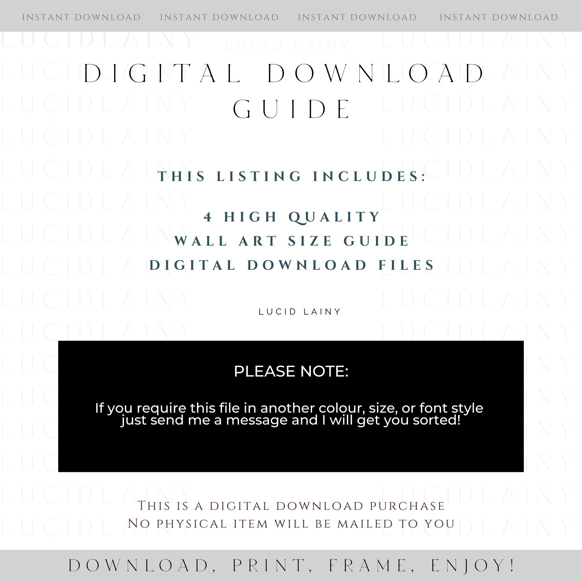 Wall Art Size Guide Frame Size Guide Print Size Guide Etsy Canada