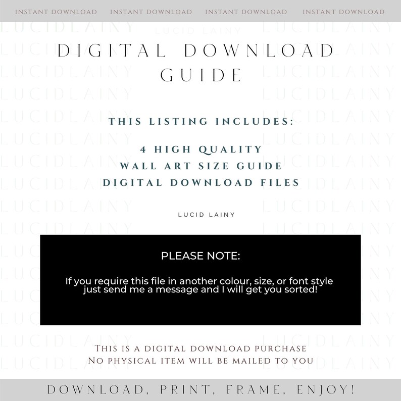 Horizontal Frame Wall Art Size Guide Frame Size Guide Print Etsy Canada