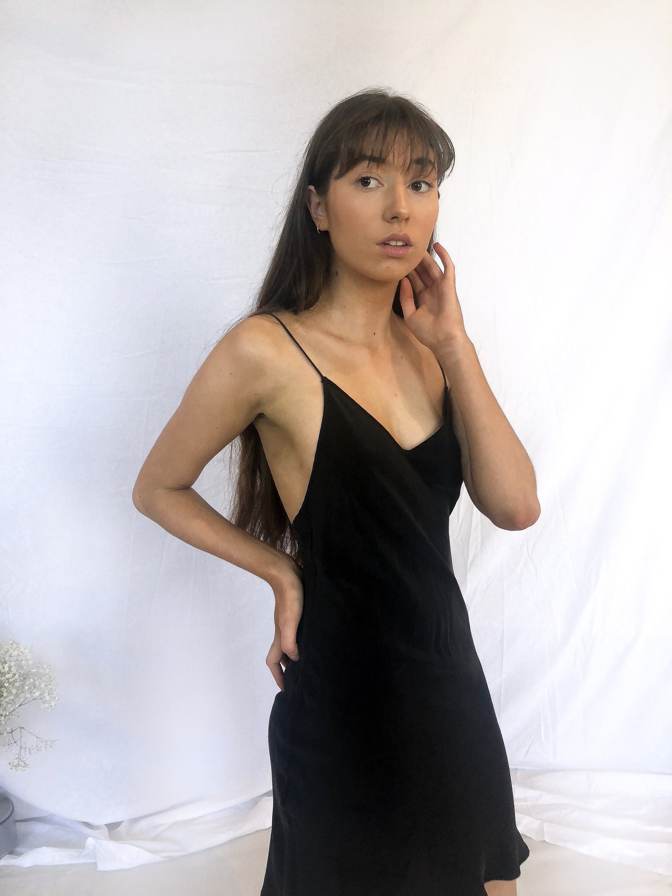 Black Silk Dress - Etsy