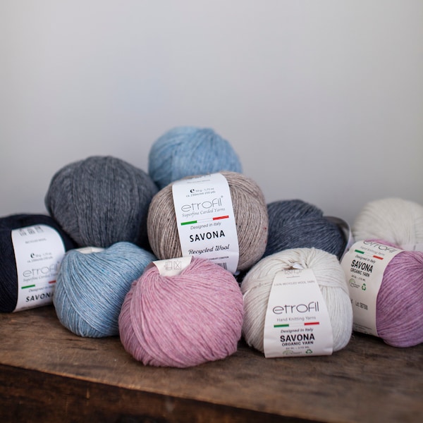 Etrofil Savona, Organic yarn, Recycled Wool, Natural Yarn, Wool Yarn, Sustainable Yarn, Extrafine Merino, Knitting Yarn, Wholesale