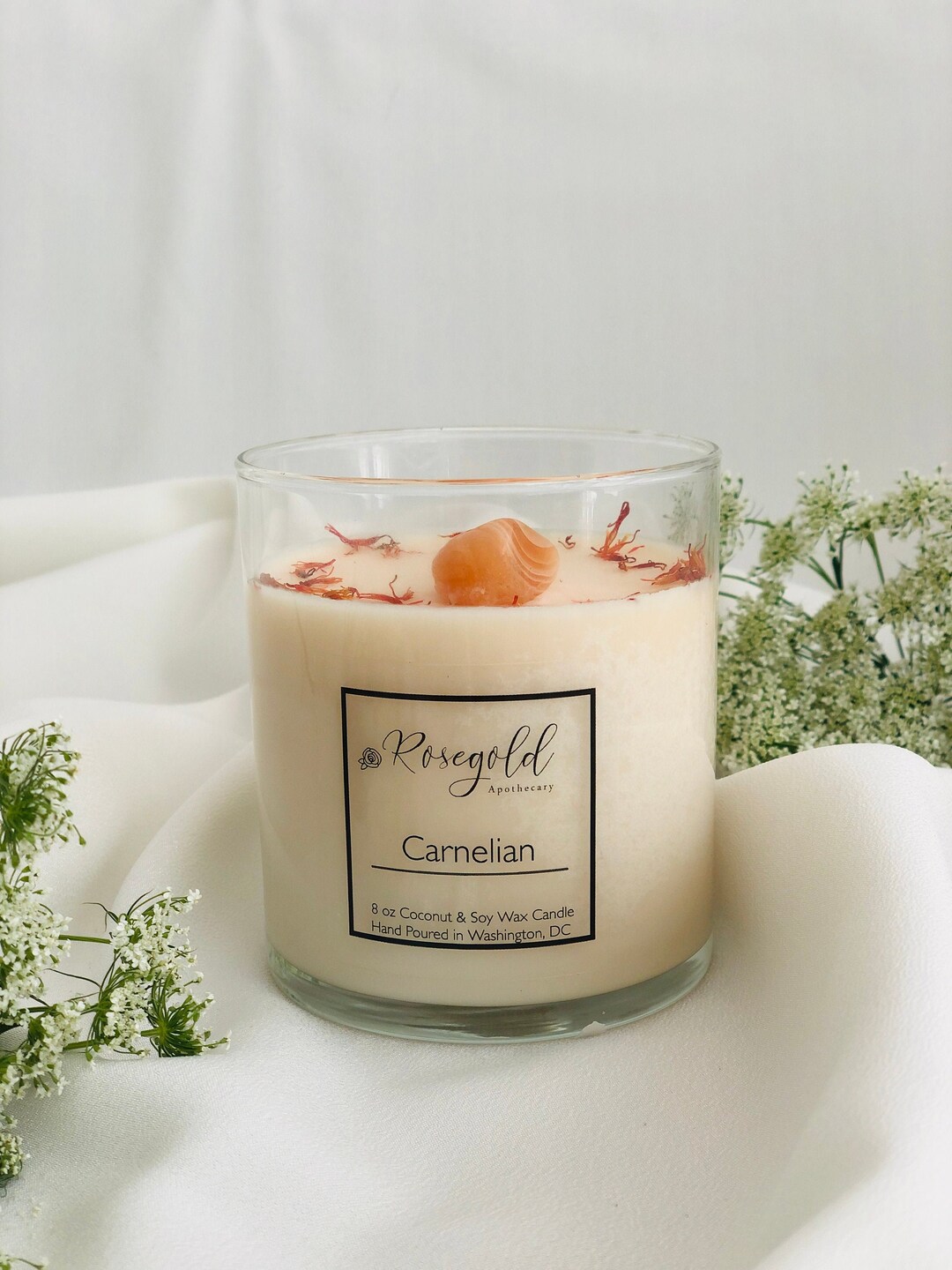 Carnelian Candle Saffron and Tobacco Scented Candle Etsy Nederland