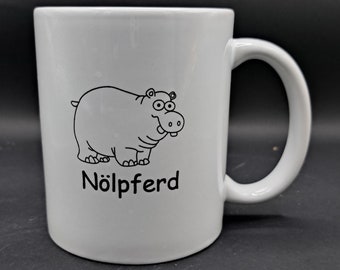 Kaffeebecher, Spruch, Büro, Arbeitsplatz, Nölpferd, Nilpferd, Geschenk, Kollege, Kollegin