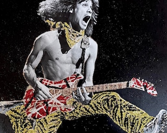 Van Halen Eddie Van Halen Rhinestone Gemstone Glitter Wall Art