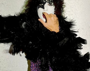 KISS Paul Stanley Makeup Rhinestone Gemstone Glitter Feather Wall Art