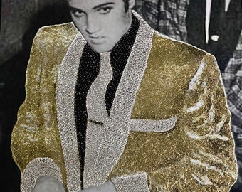 Elvis “Gold” Rhinestone, Glitter Wall Art