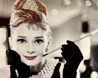 Audrey Hepburn “Breakfast at Tiffany's” Rhinestone, Glitter Wall Art