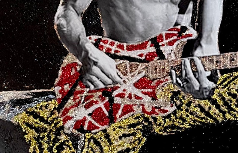 Van Halen Eddie Van Halen Rhinestone Gemstone Glitter Wall Art image 3