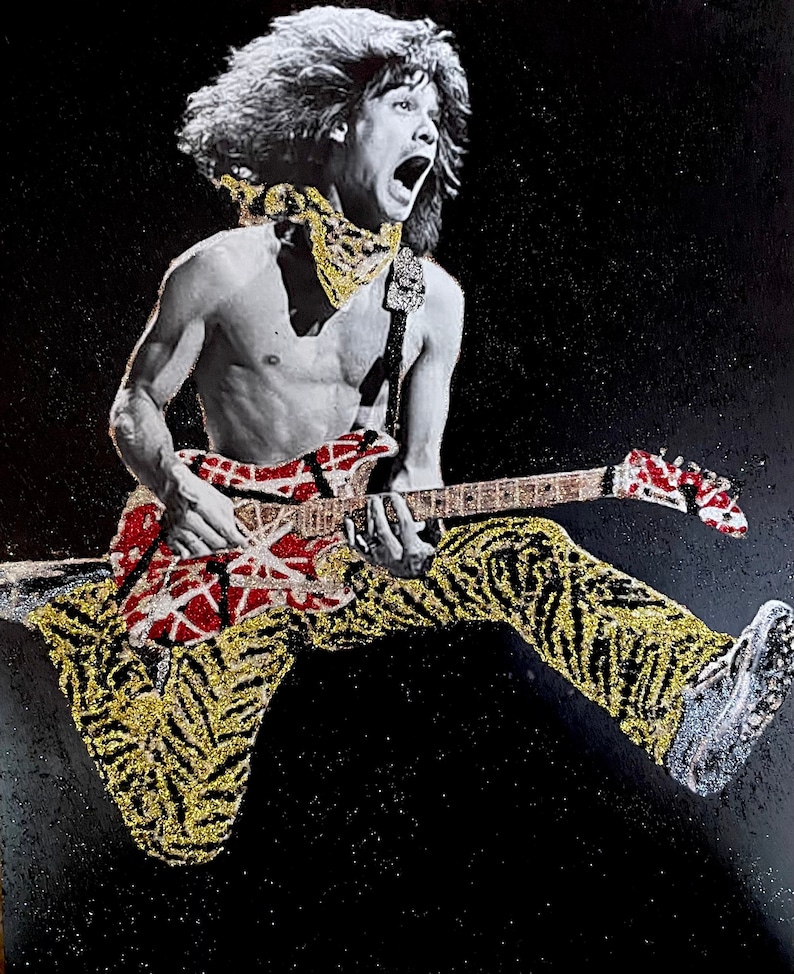 Van Halen Eddie Van Halen Rhinestone Gemstone Glitter Wall Art image 1