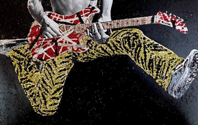 Van Halen Eddie Van Halen Rhinestone Gemstone Glitter Wall Art image 2