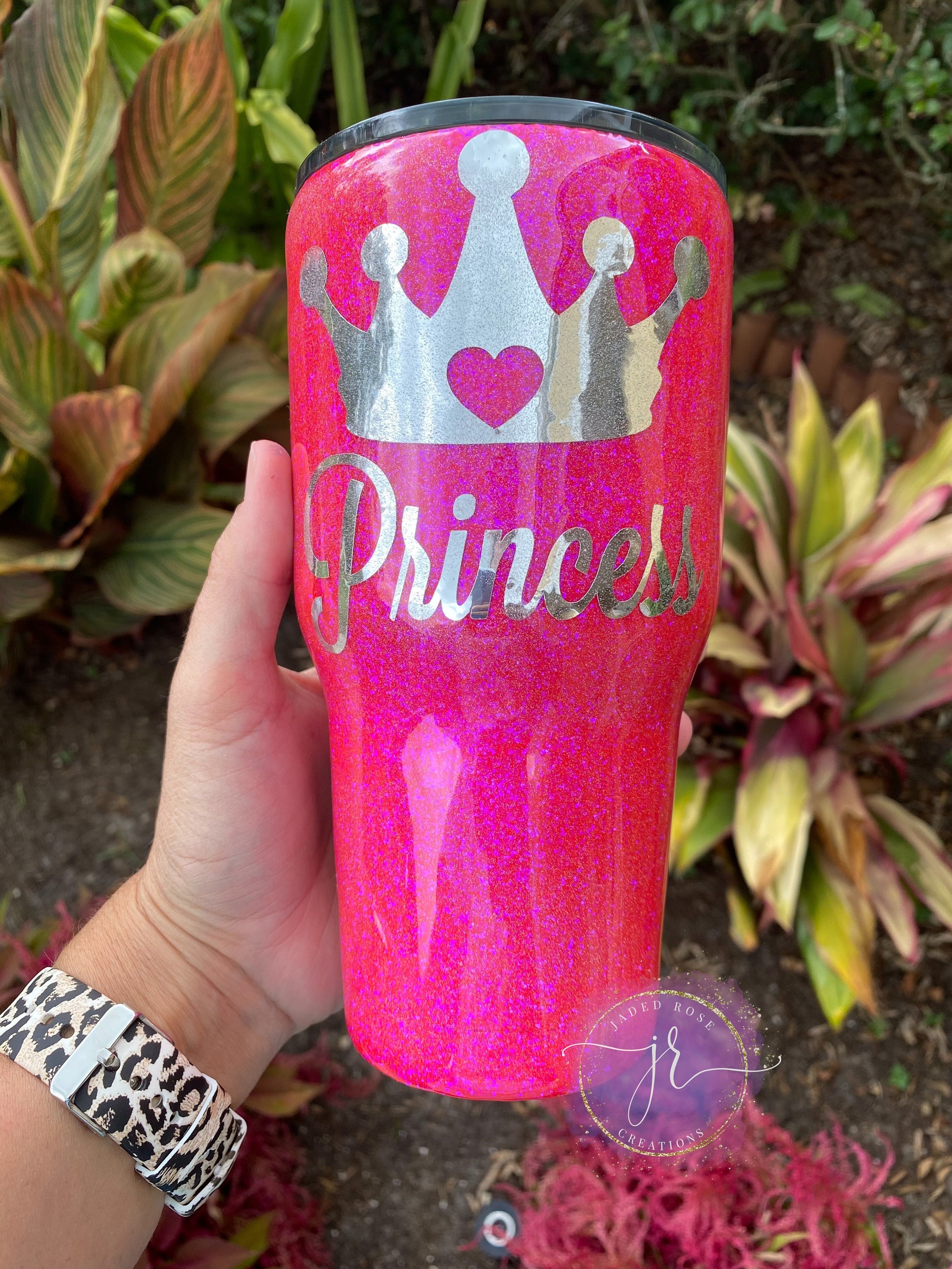 Princess Custom Tumbler Pink Glitter Tumbler Pink Tumbler Etsy