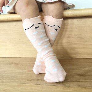 Lucky Panda Kids Scalloped Knee High Socks Gray / 0-1Y
