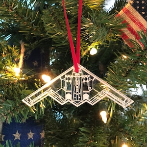 Engraved B-2 Blueprint Fighter Jet Ornament