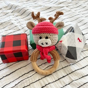 Handmade Crocheted Lil Winter Moose Rattle