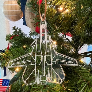 Engraved F-14 Tomcat Blueprint Fighter Jet Ornament