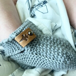 A-10, F-15, F-16, F-18, F-22, F-35 Crochet Baby Booties w/ Leather Tag