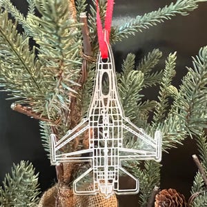 Engraved F-16 Blueprint Fighter Jet Ornament