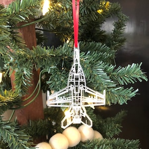 Engraved F/A-18E Superhornet Blueprint Fighter Jet Ornament