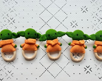 Handmade Crocheted Baby Yoda/Grogu Rattle