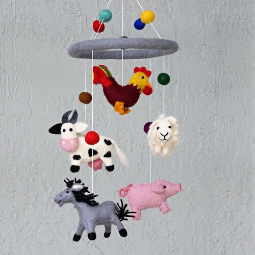 Needle Felted Baby Mobile Farm Animals Domestic Animals Baby Etsy