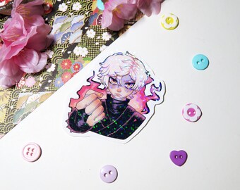Handmade Holographic Glossy Sticker/ Cute Holographic Glitter Sticker/ Water Resistant
