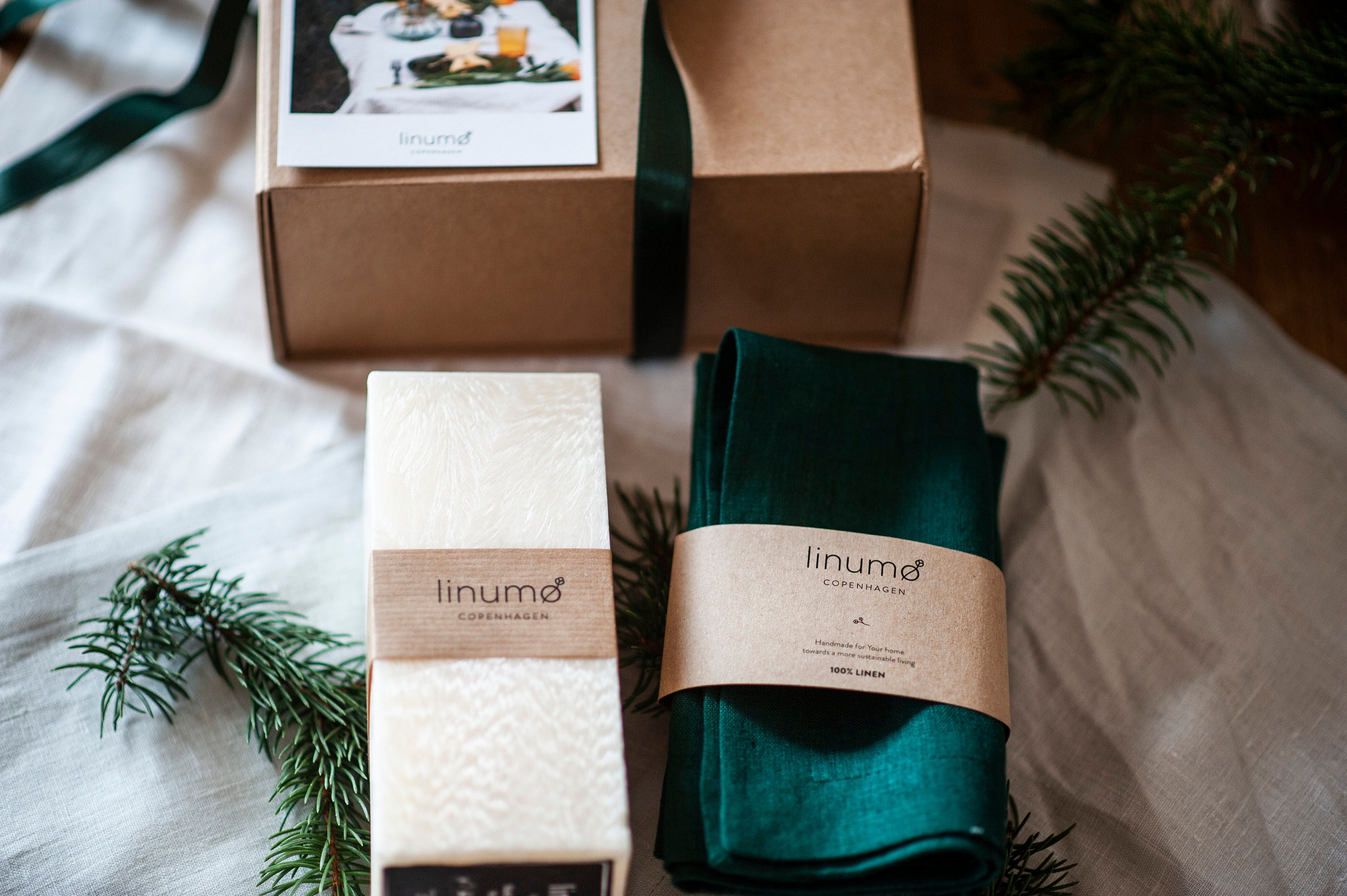 Linen Gift Set I Linen Napkin Set and a Square Candle I Pure Etsy UK