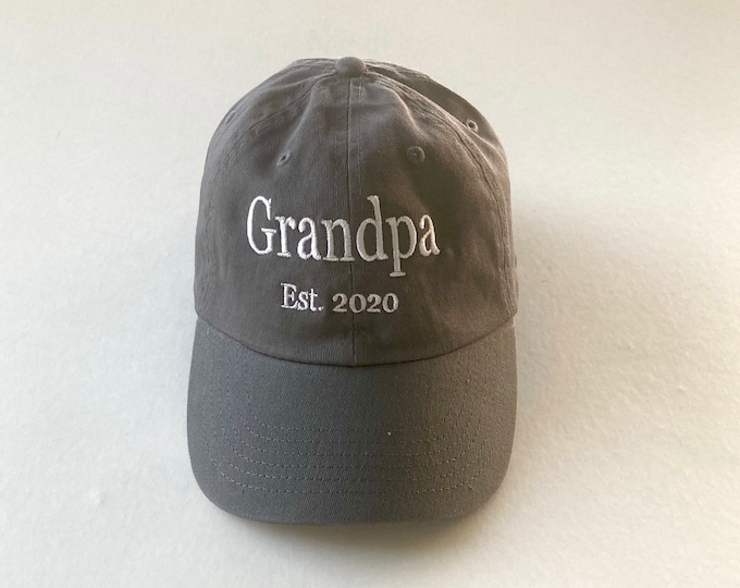 Custom Grandpa Embroidered Hat Dad Hat Baby Announcement Cap Man Hat Personalized Embroidered Cap Custom Unisex Ball Cap
