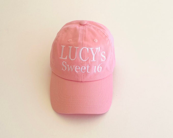 Custom Hat Embroidered Hat  Personalized Sweet 16 Dad Hat Women's Baseball Cap Man Hat Personalized Custom Hat Initial Cap Unisex Ball Cap