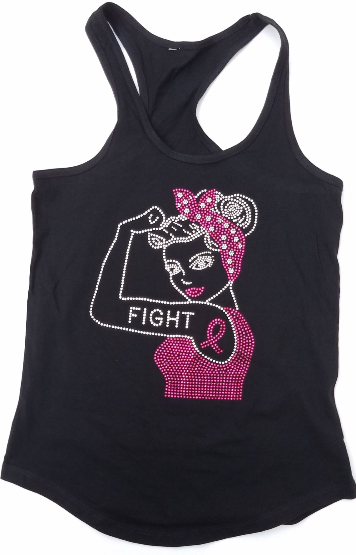 Rosie the Riveter Women Rhinestone Tank Tops Breast Cancer | Etsy