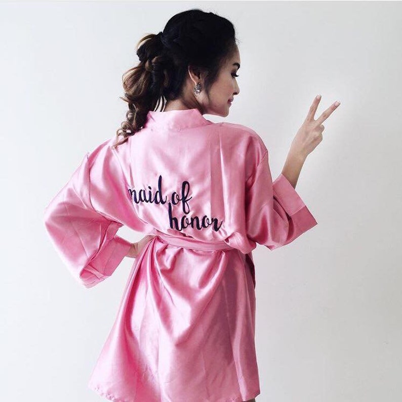 Light Pink Kimono Satin Robes for Women Satin Robes for Etsy