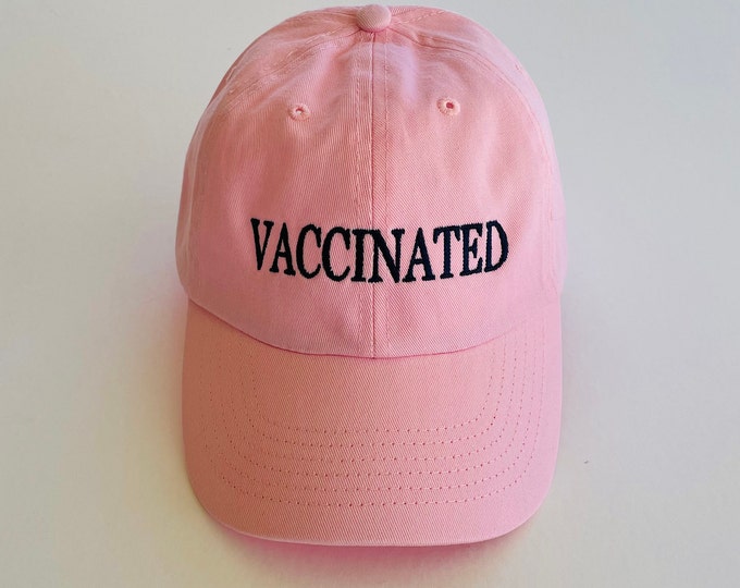 Custom Hat Vaccinated Hat Embroidered Dad Hat Baseball Cap Man Hat Personalize Cap Custom Hat Initial Cap Unisex Ball Cap
