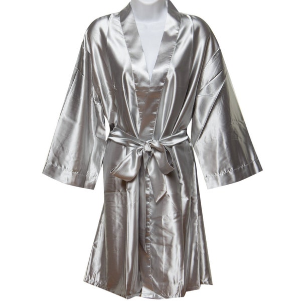 CLEARANCE SALE!!! Gray Kimono Satin Robes for Women Satin Robes for Bridesmaids Personalized Bridesmaid Robes Bridal Party Robe Bride Robes