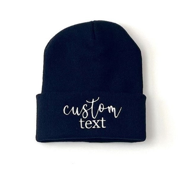 Custom Text Embroidered Beanie Custom Beanies Women Beanie Men Beanie Hats Personalized Hats Unisex Beanies