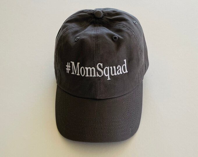 Custom Hat #Momsquad Embroidered  Dad Hat Women's Baseball Cap Man Hat Personalized Embroidered Cap Custom Hat Initial Cap Unisex Ball Cap