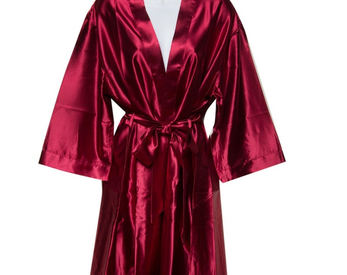 CLEARANCE SALE!!! Burgundy Kimono Satin Robes for Women Satin Robes for Bridesmaids Personalized Bridesmaid Robes Bridal Party Robe Bride